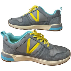 Vionic Rechelle Sneaker Women 9 Nubuck Gray Blue Comfort Walking Travel Casual